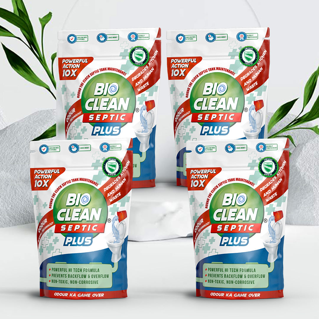 Bioclean Septic Plus - Septic Tank Cleaning Powder|10X Powerful Odour busting formula|Pack of 4(250gm)