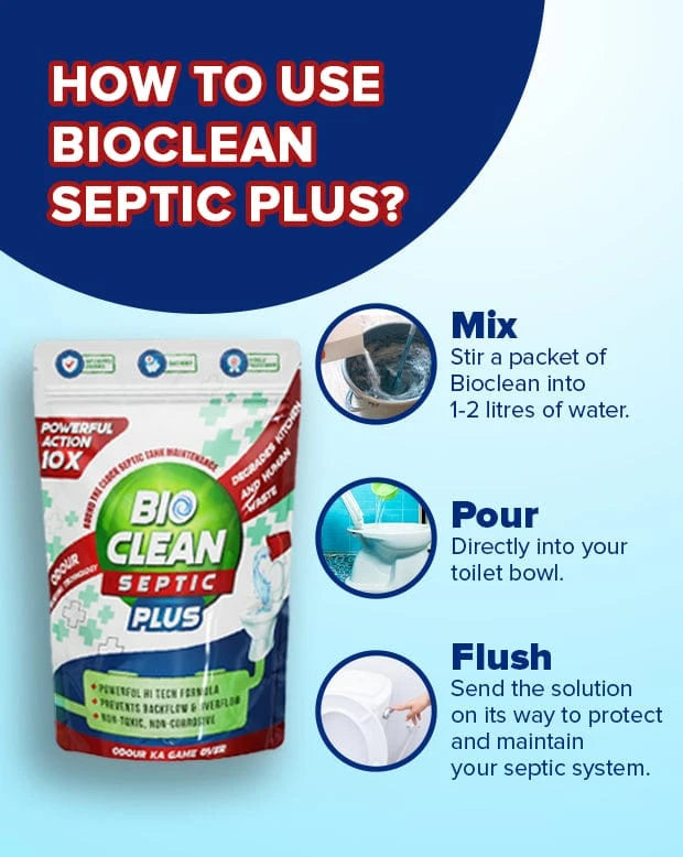 Bioclean Septic Plus - 10X Powerful | Degrade Sludge faster | Pack of 2(250gm)