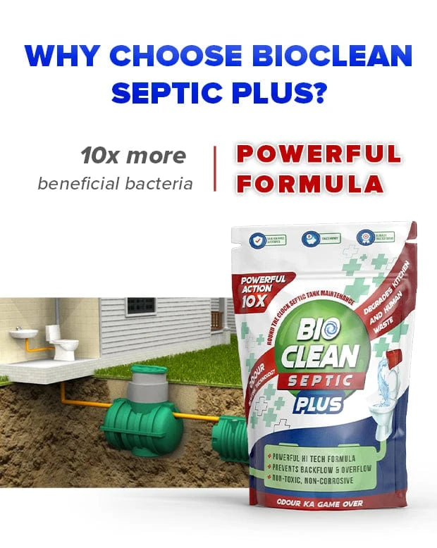 Bioclean Septic Plus - 10X Powerful | Degrade Sludge faster | Pack of 2(250gm)