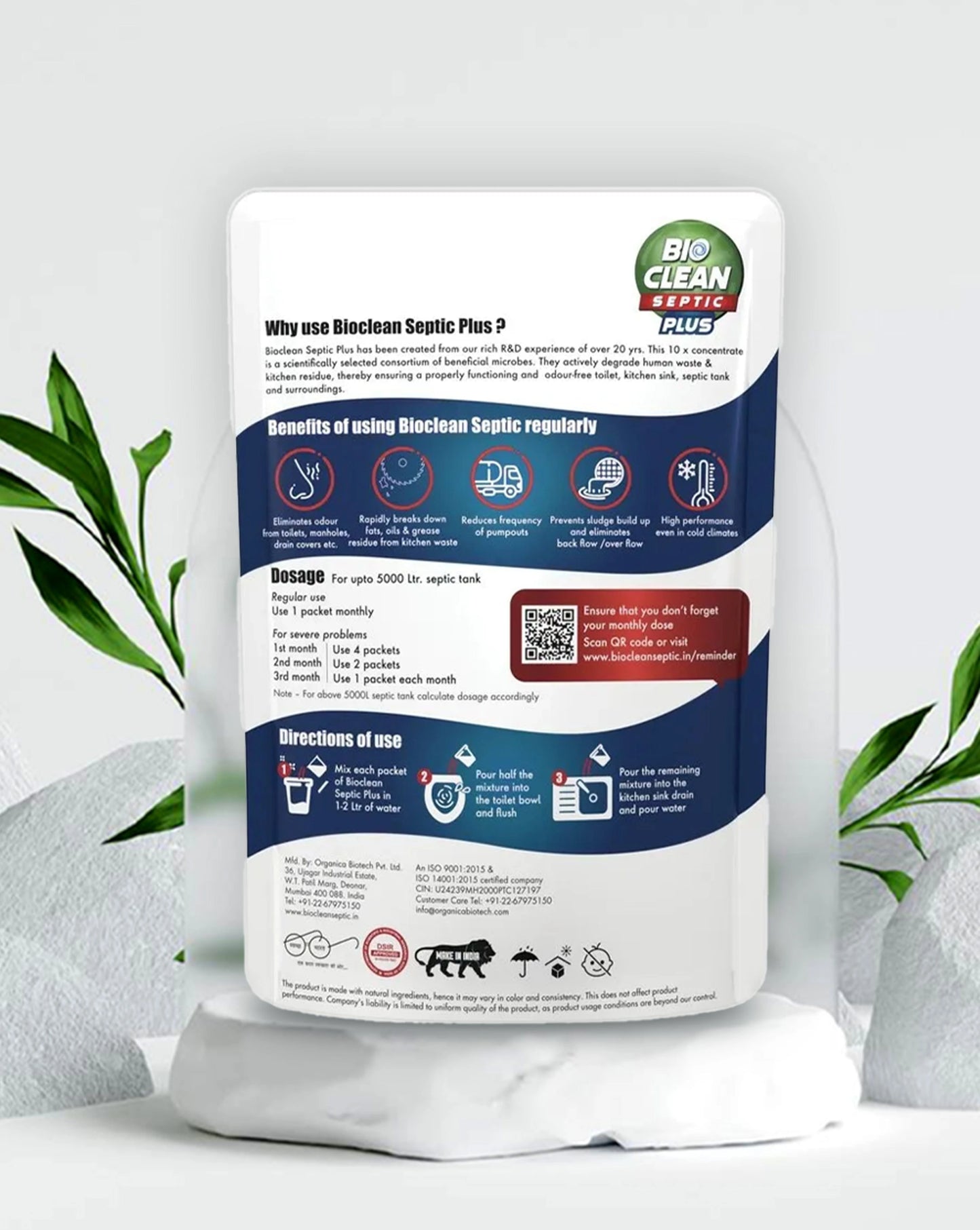 Bioclean Septic Plus - 10X Powerful | Degrade Sludge faster | Pack of 2(250gm)