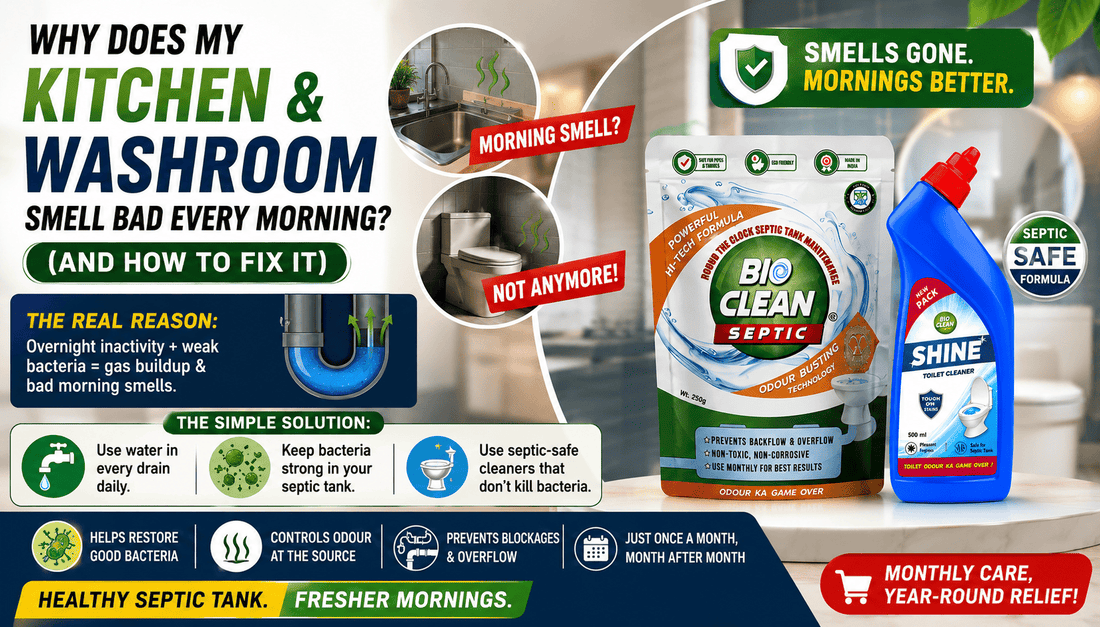  my kitchen and washroom smell bad every morning