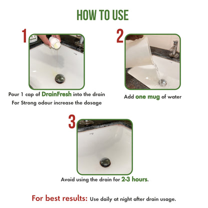 Bioclean DrainFresh - Drain Odour Eliminator for kitchen Sink & Bathroom Drains | Powerful Enzyme Drain Cleaner | Pack of 1 (500ml)