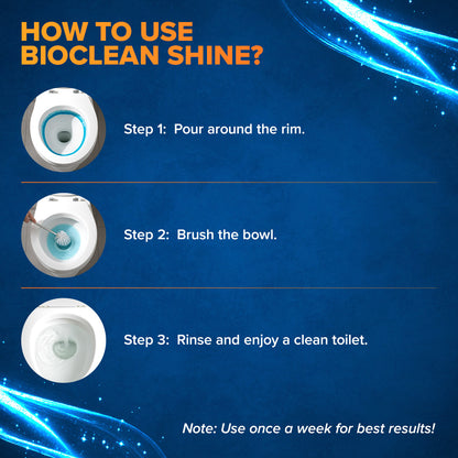 BioClean SHINE Toilet Cleaner | Enzyme Powered| Septic Tank Safe| Pack of 1(500ml)