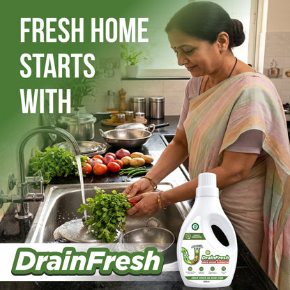Bioclean DrainFresh - Drain Odour Eliminator for kitchen Sink & Bathroom Drains | Powerful Enzyme Drain Cleaner | Pack of 1 (500ml)