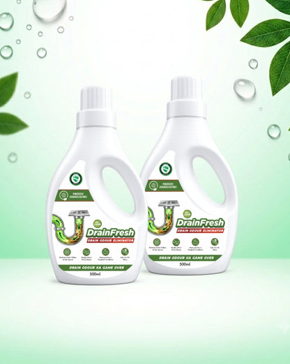 Bioclean DrainFresh - Drain Odour Eliminator for kitchen Sink & Bathroom Drains | Powerful Enzyme Drain Cleaner | Pack of 2 (500ml)