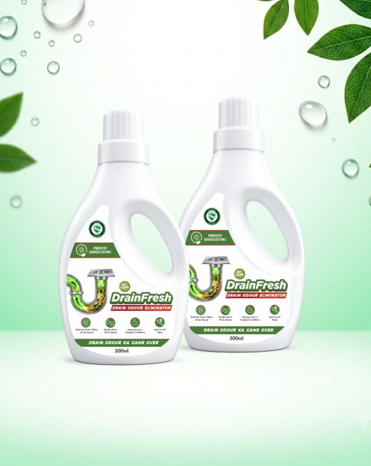 Bioclean DrainFresh - Drain Odour Eliminator for kitchen Sink & Bathroom Drains | Powerful Enzyme Drain Cleaner | Pack of 2 (500ml)