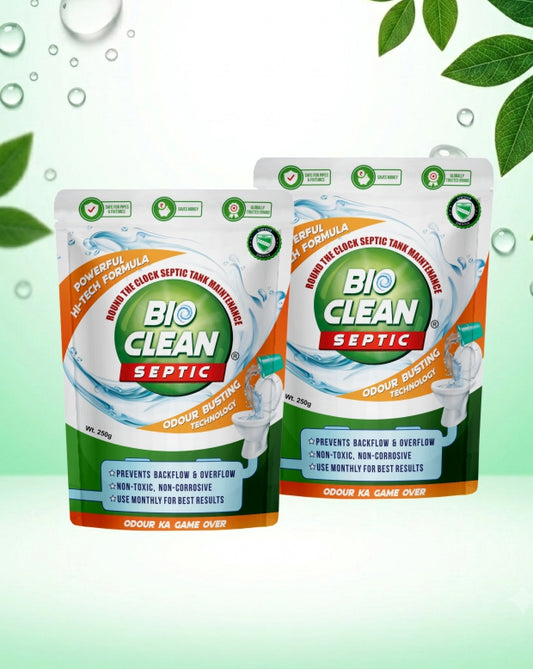 BioClean Septic - Septic tank Cleaner Powder| Degrades Sludge build-up|Pack of 2(250gm)