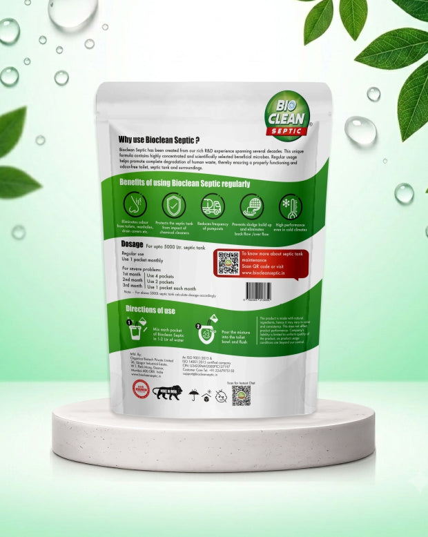 BioClean Septic - Septic tank Cleaner Powder| Degrades Sludge build-up|Pack of 2(250gm)