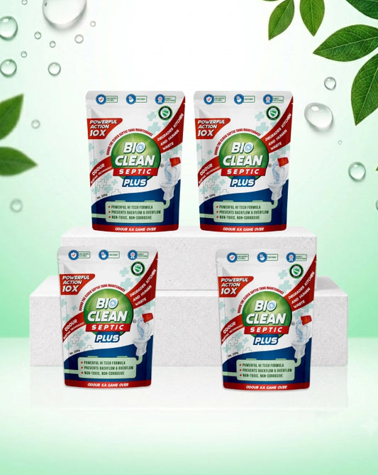 BioClean Septic Plus - Septic Tank Cleaning Powder|10X Powerful Odour busting formula|Pack of 4(250gm)