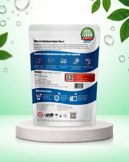 BioClean Septic Plus - Septic Tank Cleaner Powder|10X Powerful Formula |Faster Odour removal|Pack of 1(250gm)