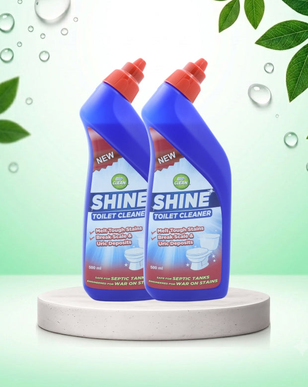 BioClean SHINE Toilet Cleaner Double Pack | Enzyme Powered| Septic Tank Safe| Pack of 2(500ml)