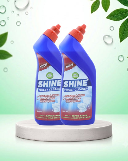 BioClean SHINE Toilet Cleaner Double Pack | Enzyme Powered| Septic Tank Safe| Pack of 2(500ml)