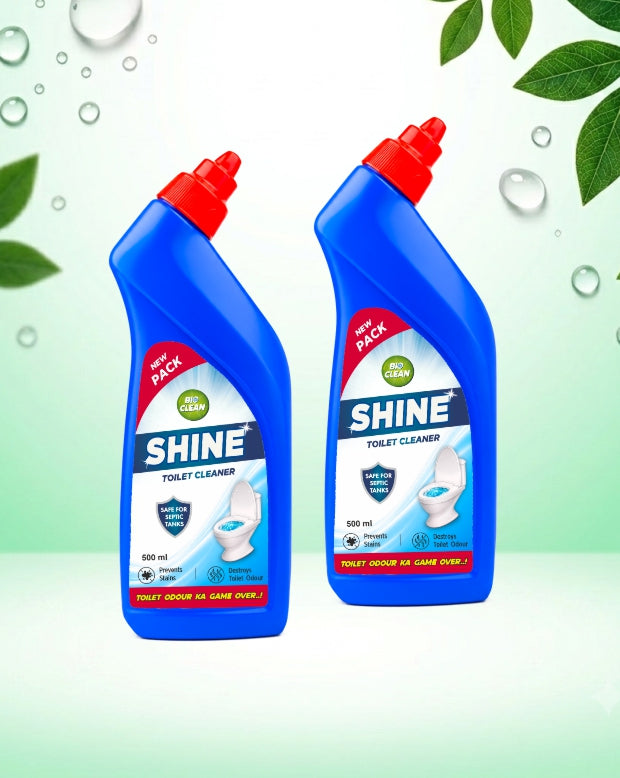 BioClean SHINE Toilet Cleaner Double Pack | Enzyme Powered| Septic Tank Safe| Pack of 2(500ml)