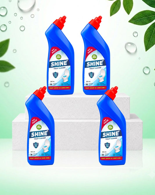 BioClean SHINE Toilet Cleaner Four Pack | Enzyme Powered| Septic Tank Safe| Pack of 4(500ml)