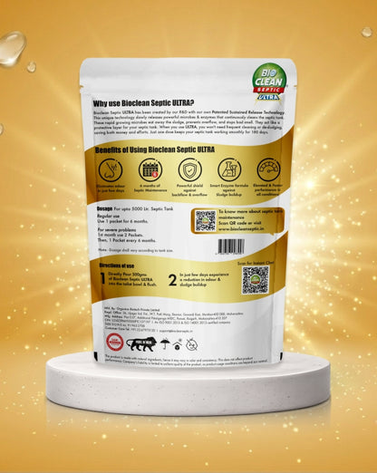 BioClean Septic ULTRA – India's 1st Patented Septic Tank Cleaning Powder | Reduces Odour & Overflow | 500gms