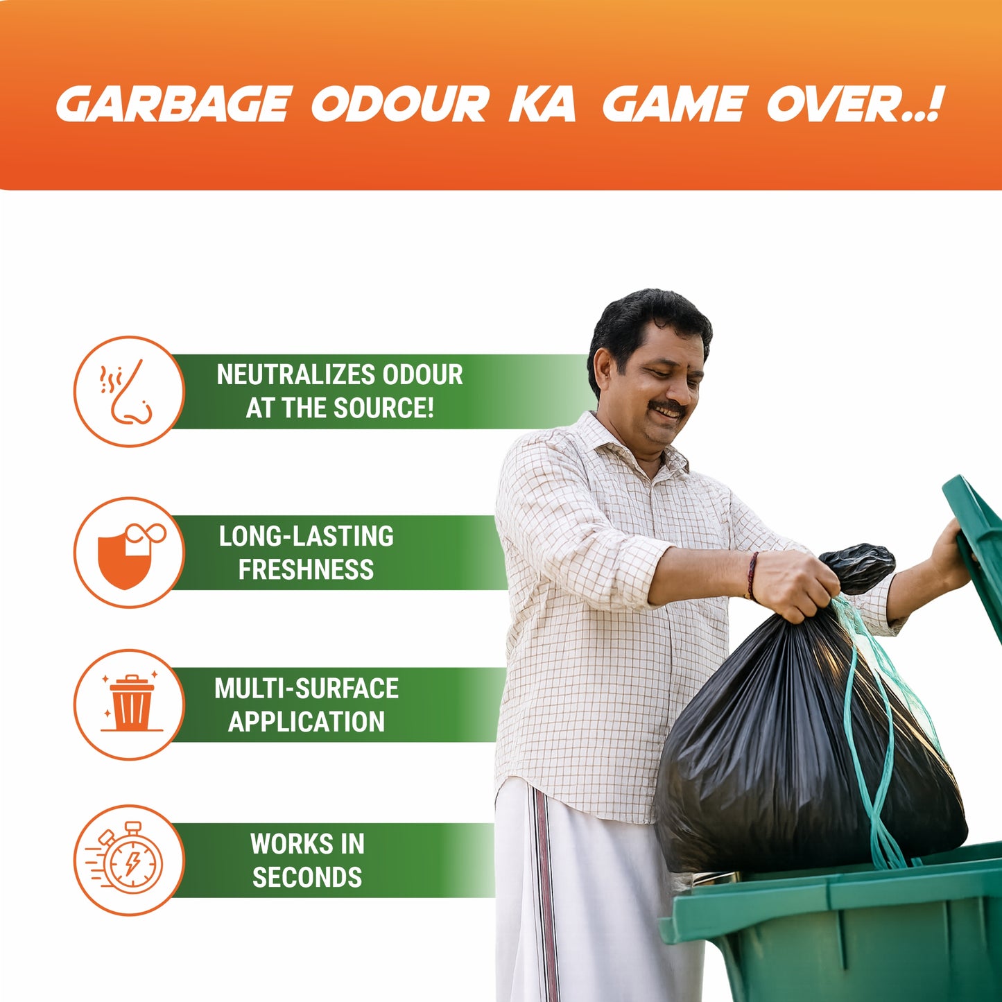 Bioclean ODONOX - Garbage Odour Eliminator Spray | Garbage Odour Remover, Bin Odour Spray, Trash Can Odour Spray 500ml