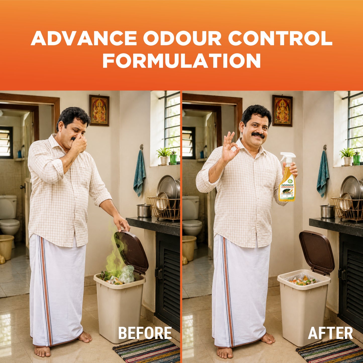 Bioclean ODONOX - Garbage Odour Eliminator Spray | Garbage Odour Remover, Bin Odour Spray, Trash Can Odour Spray 500ml