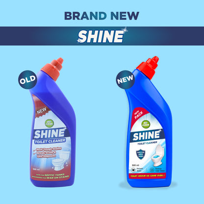 BioClean SHINE Toilet Cleaner Double Pack | Enzyme Powered| Septic Tank Safe| Pack of 2(500ml)