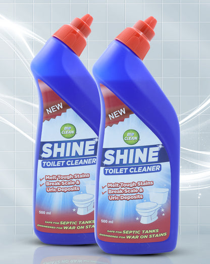 BioClean SHINE Toilet Cleaner Double Pack | Enzyme Powered| Septic Tank Safe| Pack of 2(1000ml)